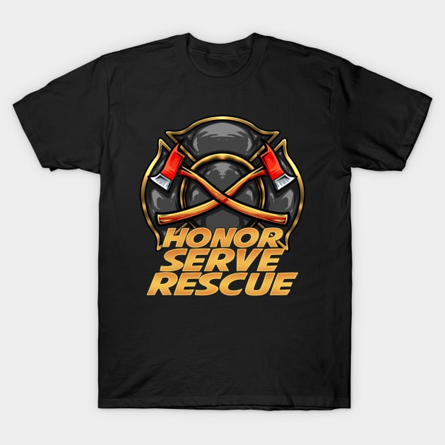 Firefighter Honor Serve Rescue T-Shirt by Rengaw Designs